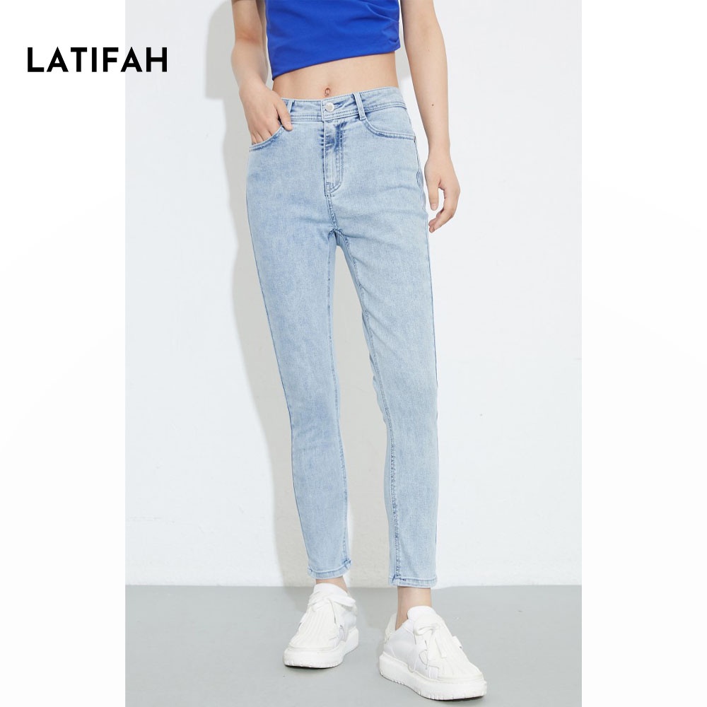 Quần dài jeans nữ co giãn LATIFAH cạp thường trơn màu đen cá tính QD023 phong cách hàn quốc