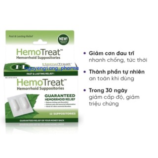 Viên đặt trĩ Hemotreat H (hộp 12 viên)