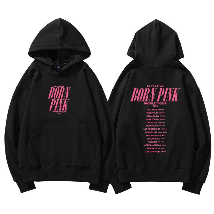 Áo Hoodie Cotton Dáng Rộng In Hình BLACKPINK Tour Dallas JISOO JENNIE Ross LISA Phong Cách Đường Phố Hàn Quốc Cho Nam Và Nữ