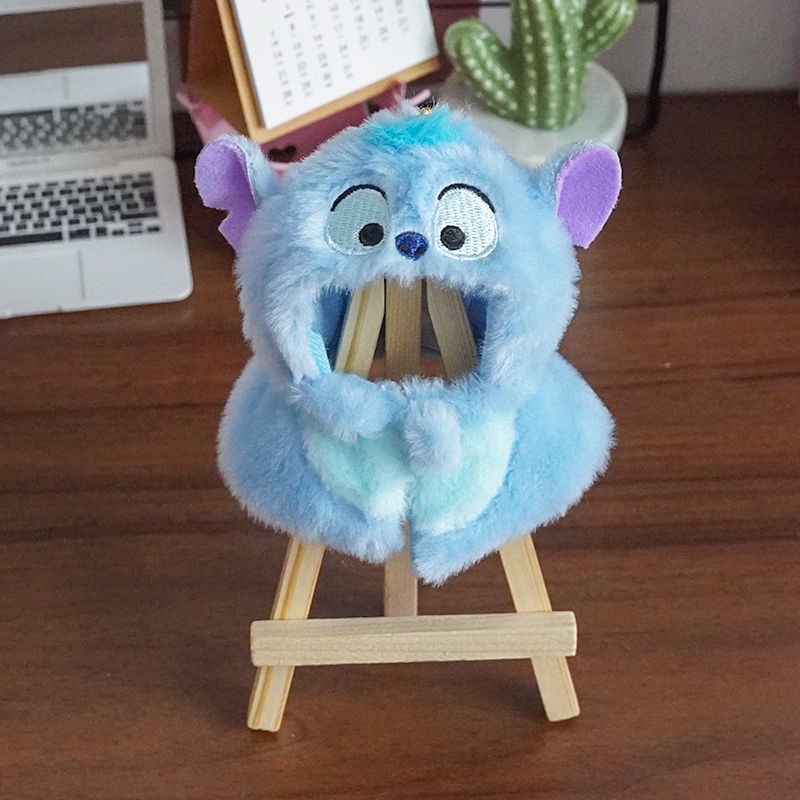Búp Bê Nhồi Bông Ba Mắt Nhỏ Hình Stitch Mặc Áo Choàng Dễ Thương Thay Thế 10CM