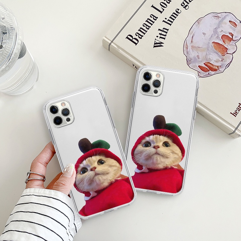 Ốp iphone cạnh vuông mèo áo đỏ bảo vệ cam 6/6splus/7/7plus/8/8plus/x/xr/xs/11/12/13/14/pro/max/plus/promax