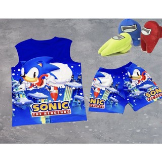 Bộ sát nách sonic bé trai in 3d chất thun lạnh thái 10-60kg