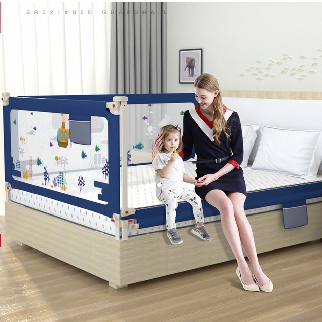 Bộ 3 thanh chắn giường, thanh chặn giường cho bé KidsWorld BR02 độ cao điều chỉnh 75-100cm chống kẹt chống vấp ngã