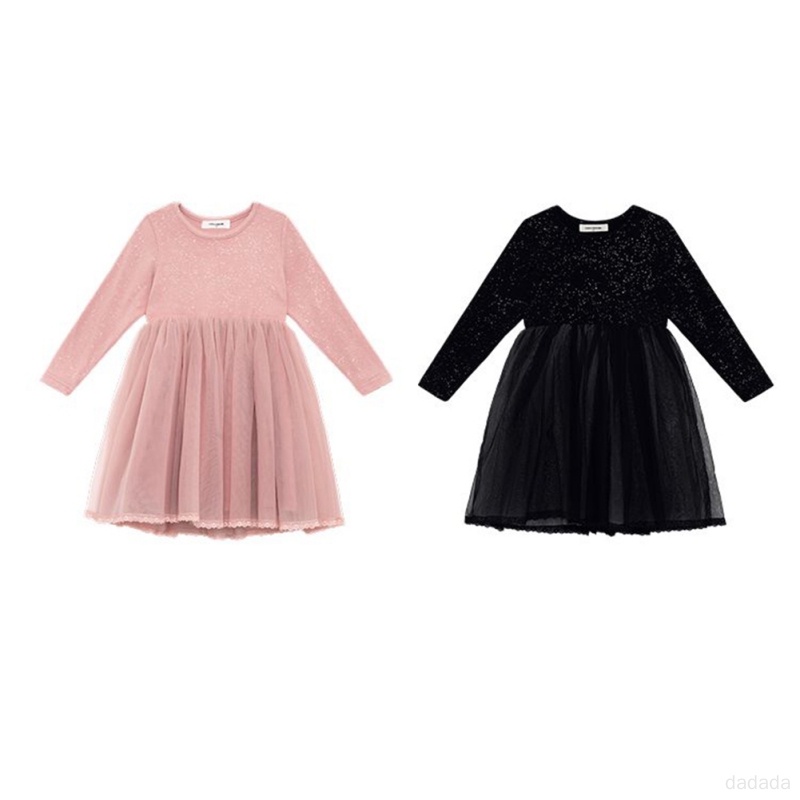 Đầm Tay Dài Phối Lưới Lấp Lánh Thời Trang Xuân Thu