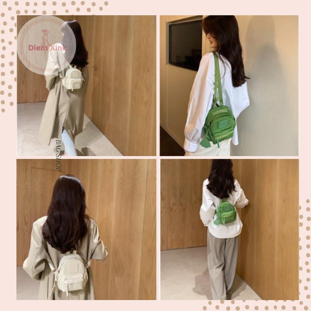 Balo Mini Nữ Vải Maruco Chan Nylon Chống Thấm Nhẹ Nhiều Ngăn Phong Cách Nhật Bản Đi Học Đi Chơi Size 19 cm T 43