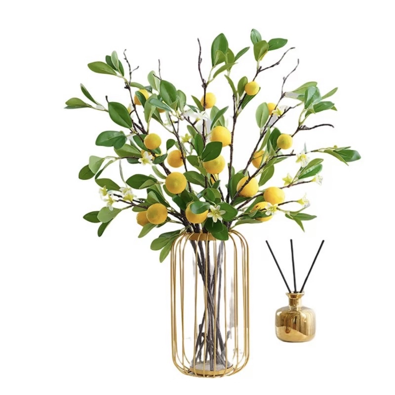Cành chanh 7 quả, cành chanh Mỹ vàng dài 1m trang trí nhà cửa,cửa hàng,văn phòng,làm đạo cụ chụp ảnh