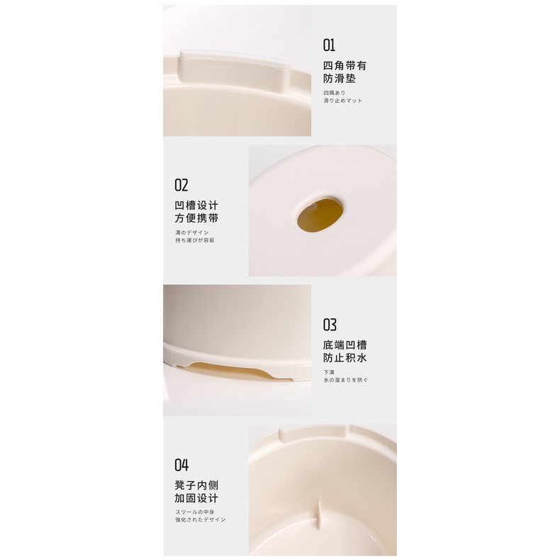 Ghế nhựa nhà tắm Sanada Nhật Bản, chất liệu nhựa Thermalium chịu nước sôi 100 độ, tải trọng 80kg, chống trơn trượt