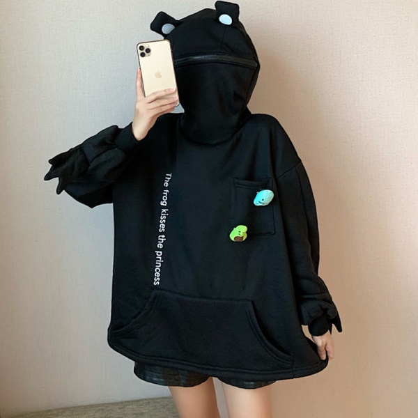 Ếch Áo hoodie nam nữ unisex form rộng Áo cặp đôi nỉ bông dài tay chất dày dặn có mũ