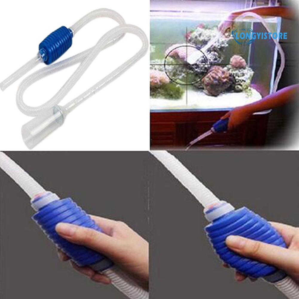 Máy Rửa Nước Cát Vệ Sinh Bể Cá Có Giác Hút Màu Trắng