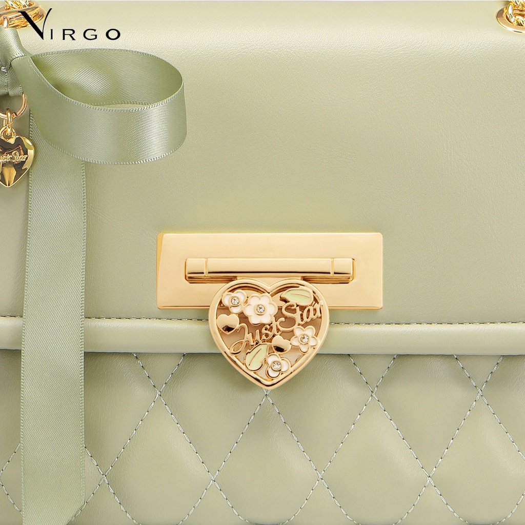 Túi xách nữ đeo chéo đeo vai túi xách Just Star bag dự tiệc ô trám nắp gập túi nữa cao cấp Virgo