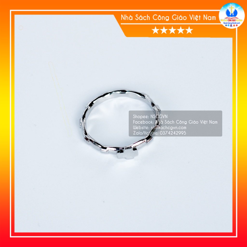 Nhẫn Mân Côi thánh giá inox không gỉ NS110 - Quà tặng Công Giáo, sinh nhật
