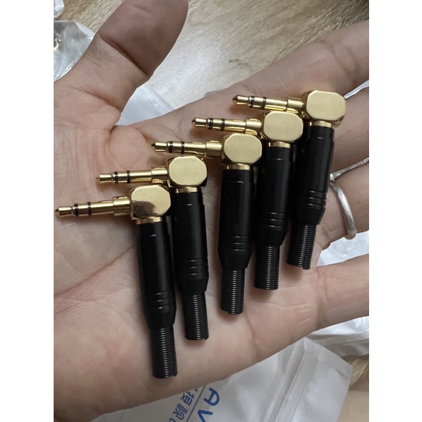 Jack 3.5 cong bẻ góc cao cấp mạ vàng