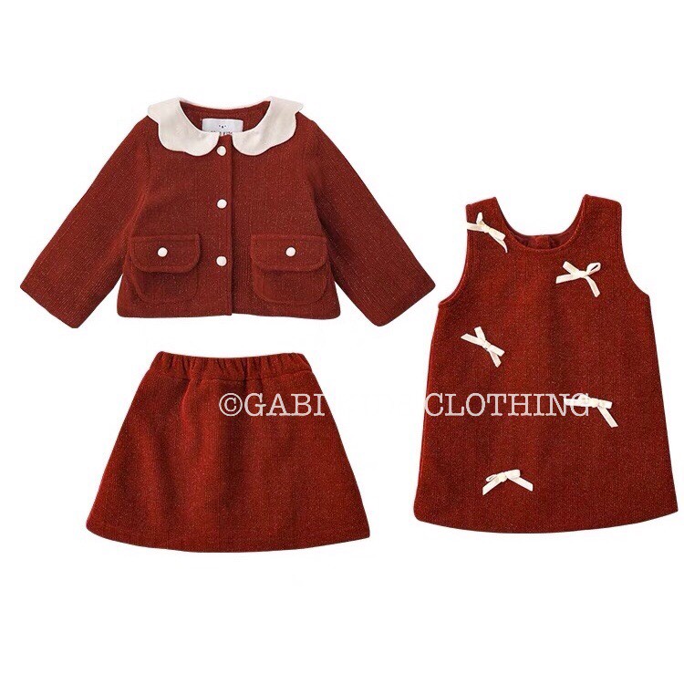 Set 3 váy nhung đỏ