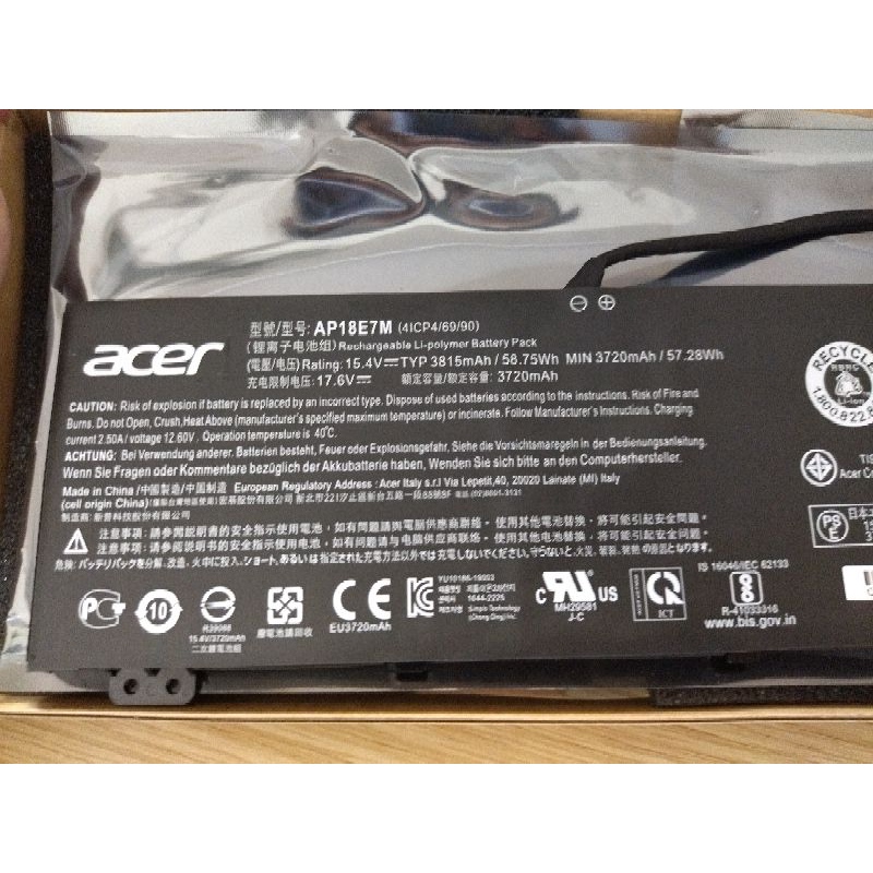 Pin Acer Predator 300 PH315-52 PH317-53 AP18E8M AP18E7M AP18E8L CHUẨN ZIN CÓ TEM BẢO HÀNH