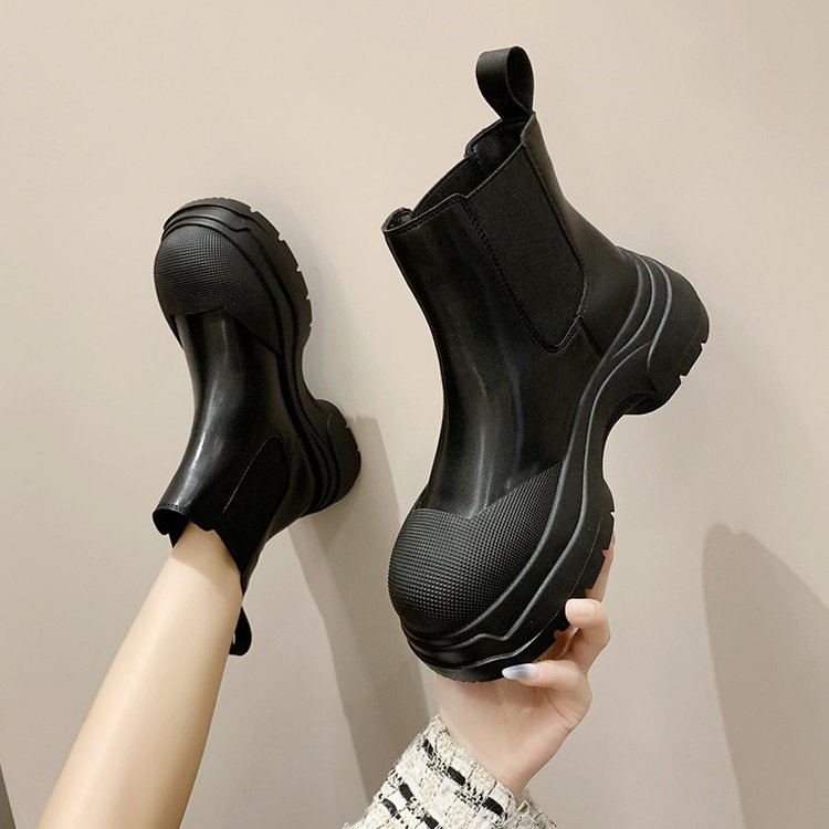 Giày Bốt Ống Ngắn Mũi Tròn Màu Trơn Đơn Giản Thoải Mái Thời Trang