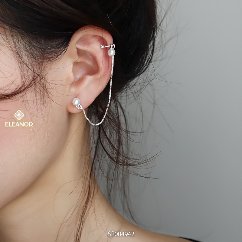 Bông tai nữ Eleanor Accessories gắn vành ngọc trai nhân tạo phụ kiên trang sức cá tính (1 chiếc)