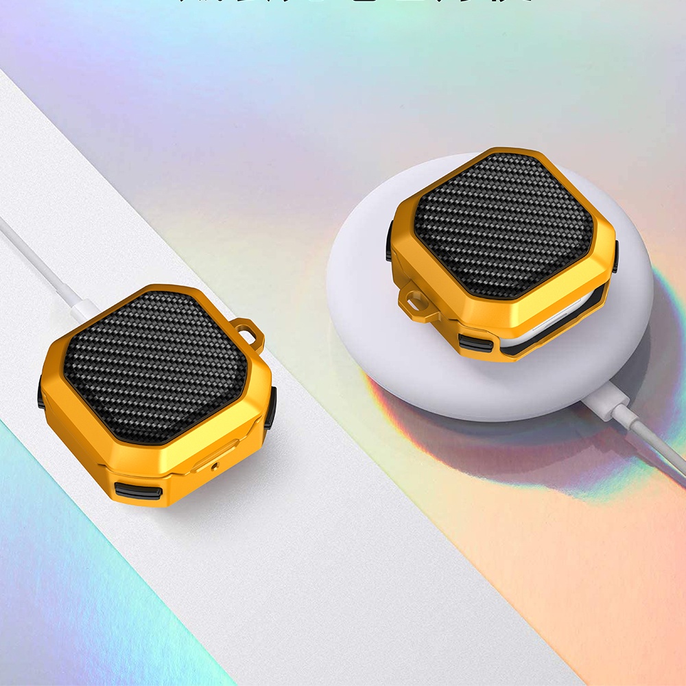 Vỏ Bảo Vệ Hộp Sạc Tai Nghe Samsung Galaxy Buds 2 Pro / Galaxy Buds2 Pro Bằng Sợi carbon Nhám Kèm Móc Tiện Dụng