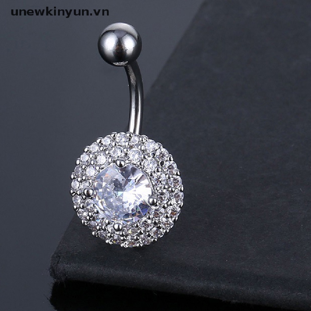Khuyên Rốn Bằng Thép Không Gỉ Hình Hoa Đính Đá Zircon Quyến Rũ