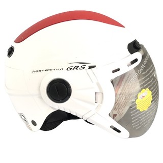 Nón bảo hiểm nửa đầu kính chống chói lóa - GRS A102K - Trắng line đỏ - Vòng đầu 54-57cm - Chính hãng, bảo hành 12 tháng