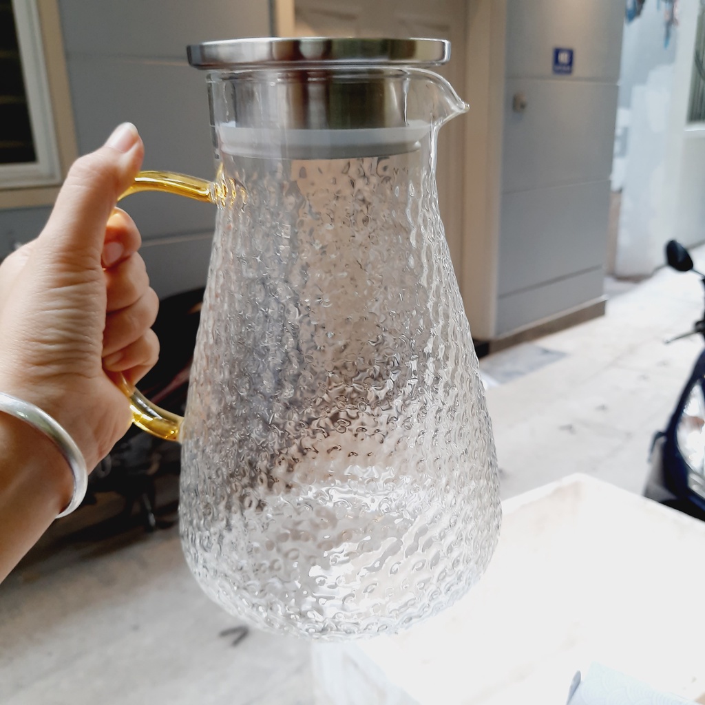 Bình thuỷ tinh sần quai vàng 1,6 - 1,9lít