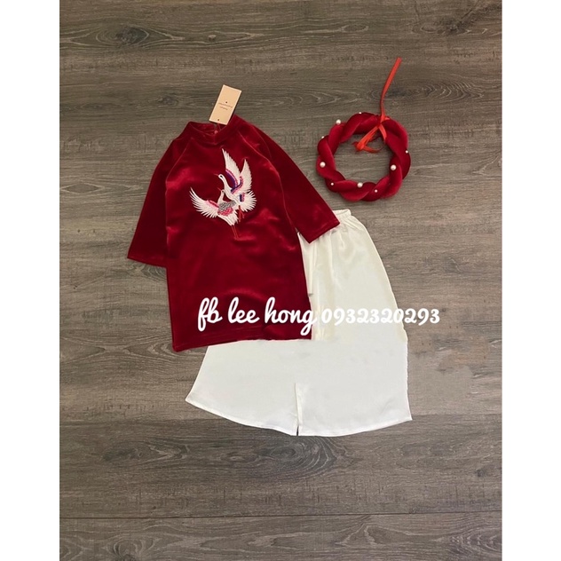 Áo dài nhung thêu Hạc