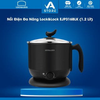 Nồi lẩu điện đa năng, ca nấu mỳ mini lock&lock multi pot 1.2l ejp316blk