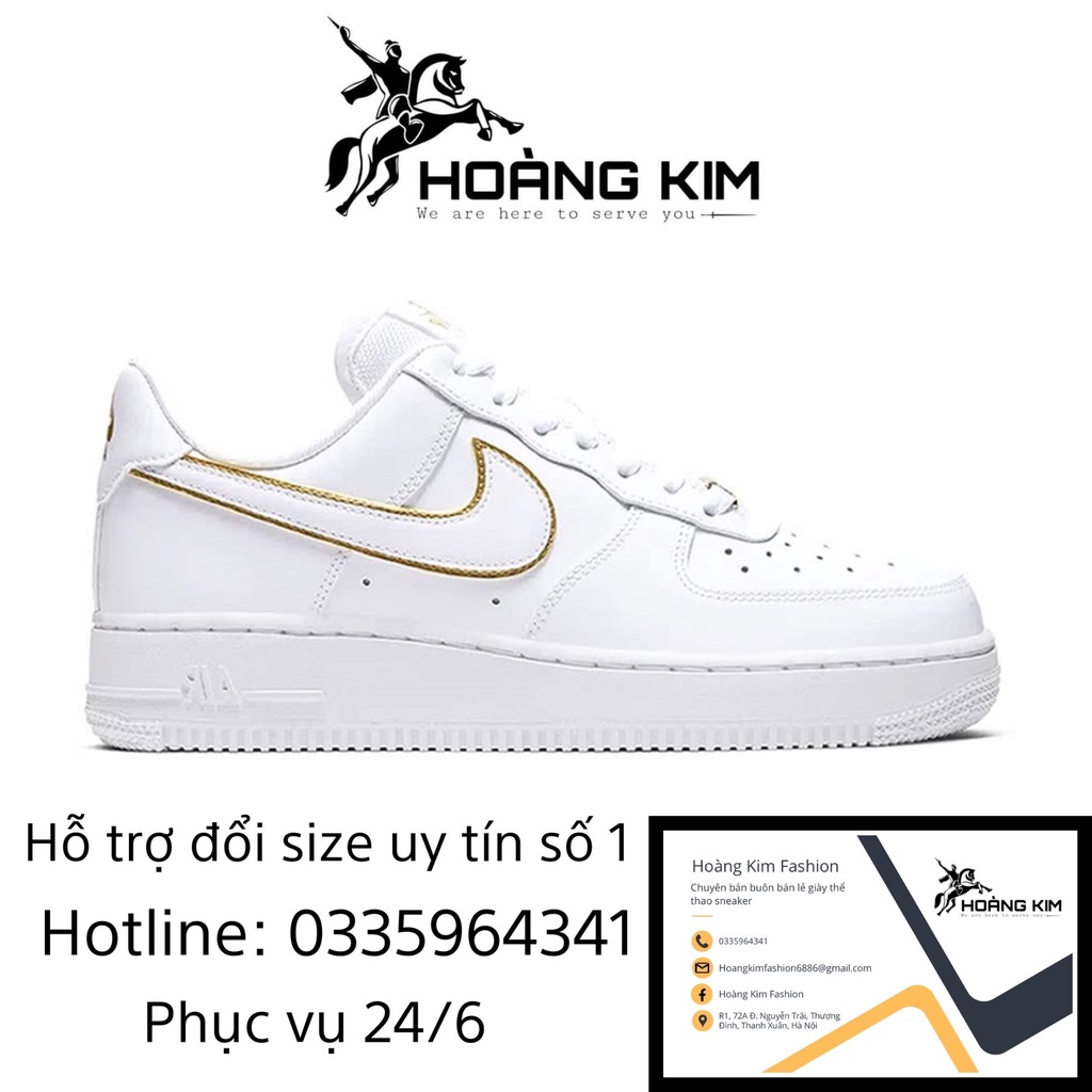 Giày thể thao nike_af1 trắng viền ánh kim, Giày air force 1 trắng Viền Gold Full Bill Box Thời Trang 2022. Minoan