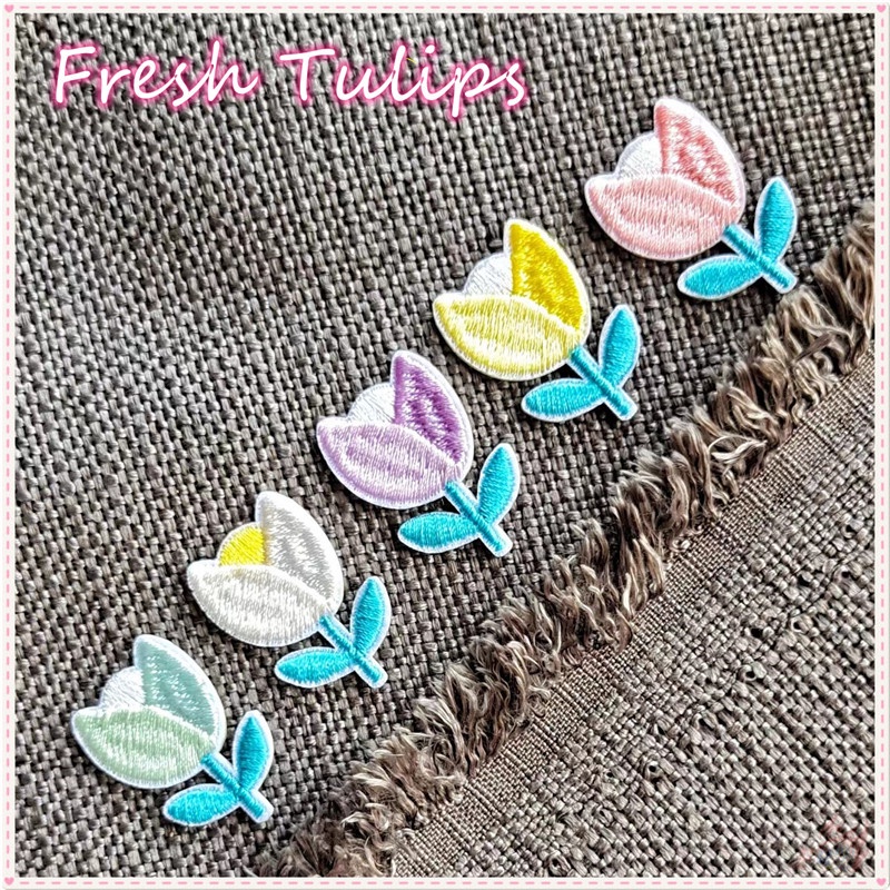 ✿ Miếng Dán Trang Trí Hình Hoa Tulip Xinh Xắn ✿ 1 Miếng Dán Ủi Quần Áo Hình Hoa Thêu