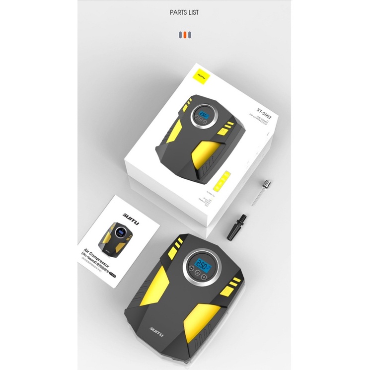 Bơm lốp ô tô, bơm xe hơi, bơm ô tô điện tử tự ngắt Suitu ST-5002 cao cấp, bảo hành 12 tháng