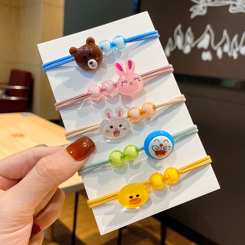 ※NOON※ 1pc random 1 Dây Cột Tóc Hình Gấu Hoạt Hình Phong Cách Hàn Quốc