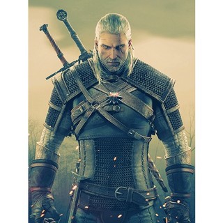 Poster game the witcher phong cách retro