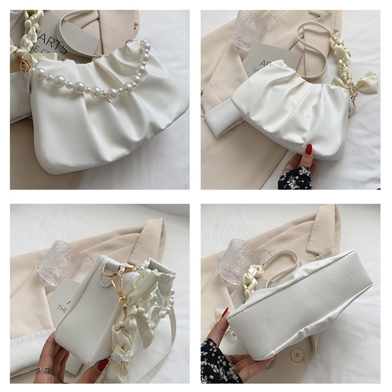 FAWORK Túi Kẹp Nách Nữ Đẹp Quai Tết Phối Dây Ngọc Bánh Bèo Có Dây Đeo Chéo