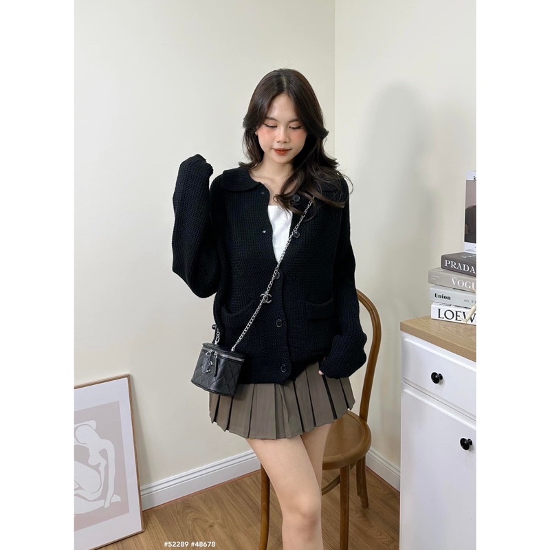 Áo cardigan - 23635 - cổ bẻ - 2 túi