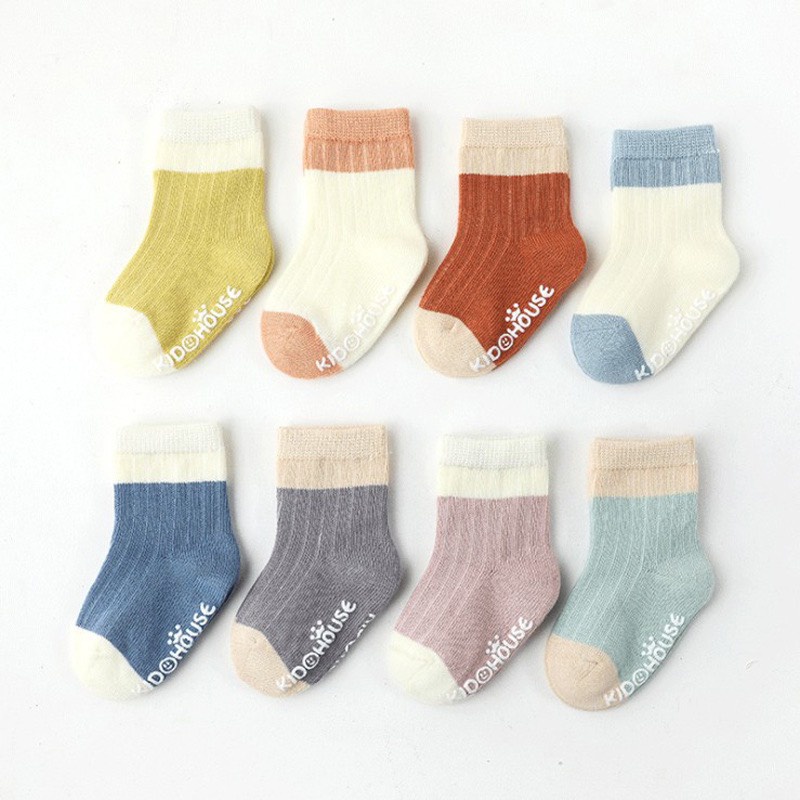 Set 5 đôi vớ màu chống trượt phong cách vintage hàn quốc