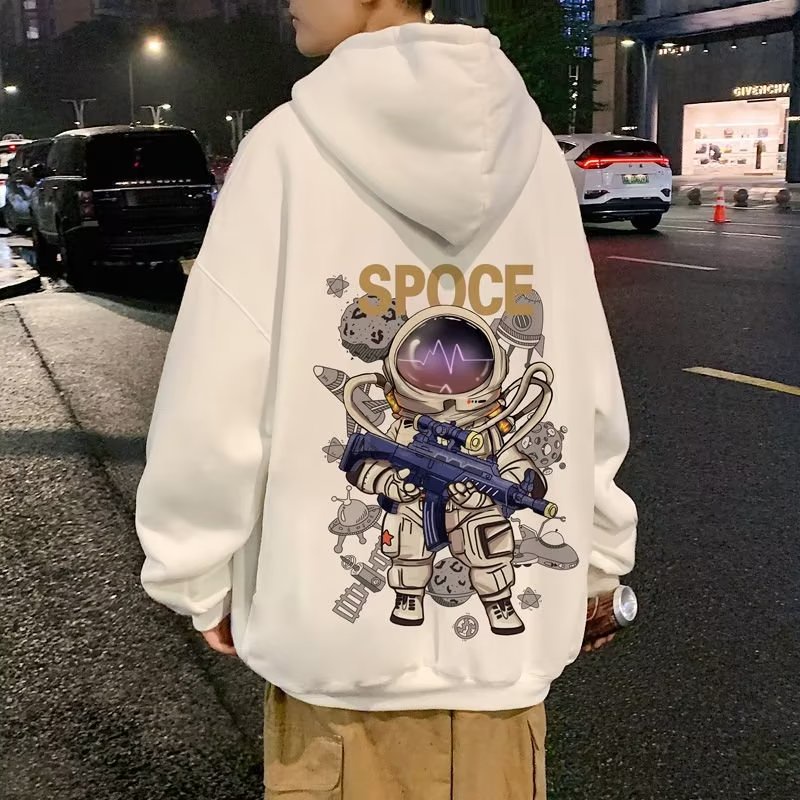 Áo Hoodie Dáng Rộng Tay Dài In Hình Phi Hành Gia Hoạt Hình Thời Trang Mùa Thu Cho Nam Và Nữ