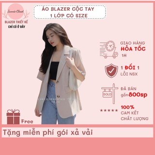 Blazer nữ ngắn tay, tay lỡ, áo khoác blazer nữ 1 lớp cộc tay có đệm vai hàng thiết kế có size Junnie Closet