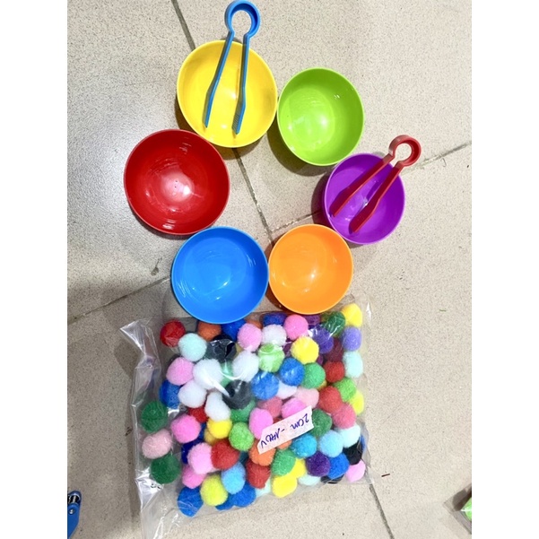 Set bát kèm kẹp gắp cho bé ⚡ CỰC BỔ ÍCH ⚡ Bộ đồ chơi phân biệt màu sắc, kĩ năng cầm, nắm cho trẻ, đồ dùng mầm non