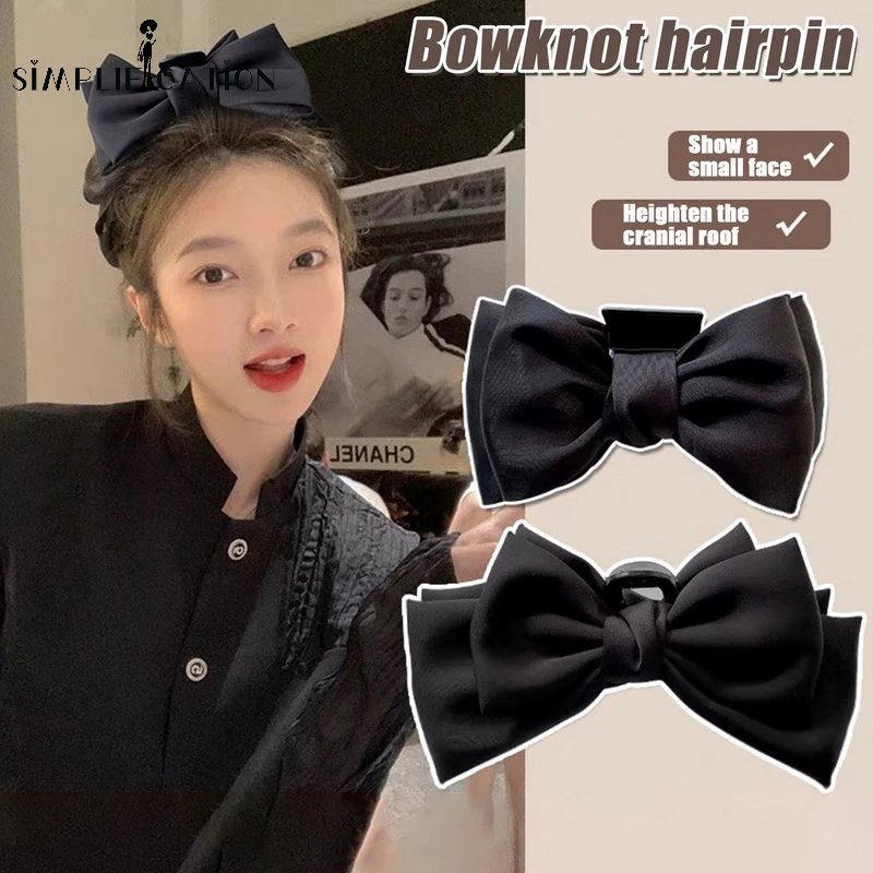 Kẹp Tóc Nơ Lớn Hai Mặt Phong Cách Hàn Quốc Ngọt Ngào Cổ Điển