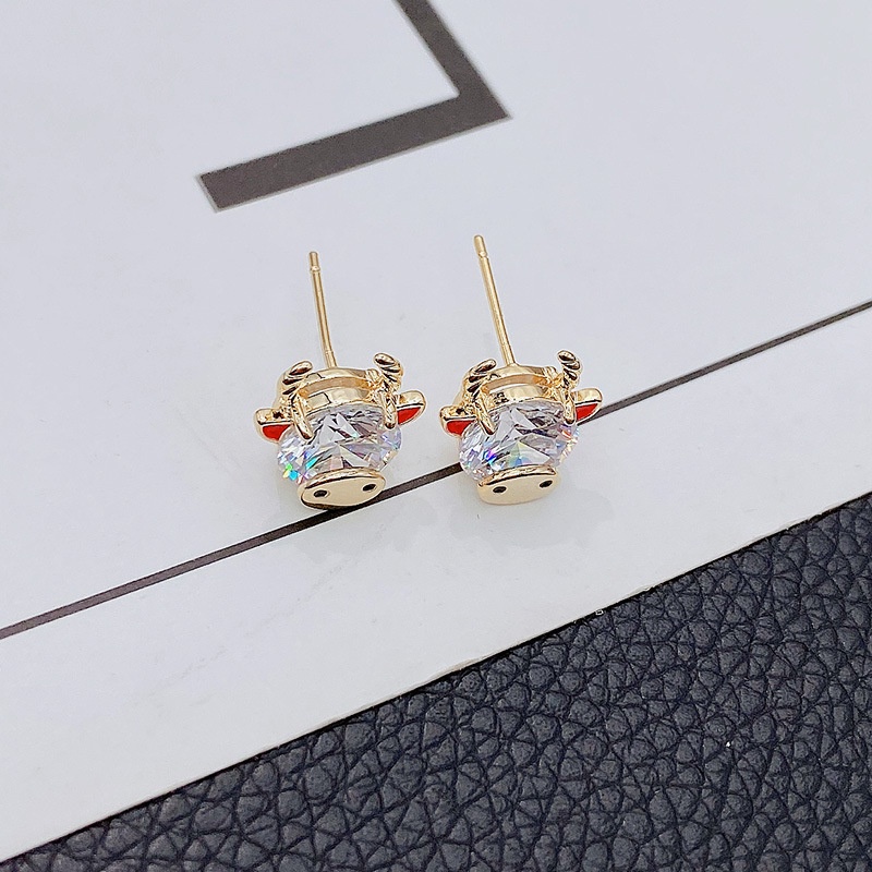 Bông Tai Mạ Bạc 925 Đính Đá Zircon Kiểu Dáng Dễ Thương