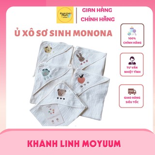 Chăn choàng ủ xô MONONA thêu gấu đa năng kiêm chăn ủ cho bé