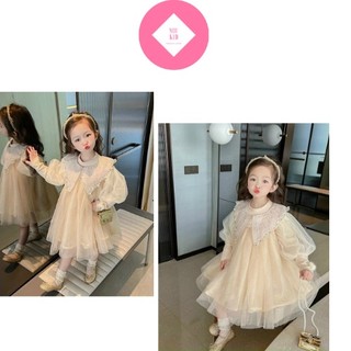 Váy công chúa bé gái miukids đầm von tách sét cổ đính ngọc phong cách tiểu thư cho bé gái