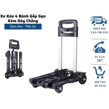 Xe kéo đẩy hàng đa năng T50 gấp gọn tiện dụng tải trọng 45kg + Kèm dây chằng