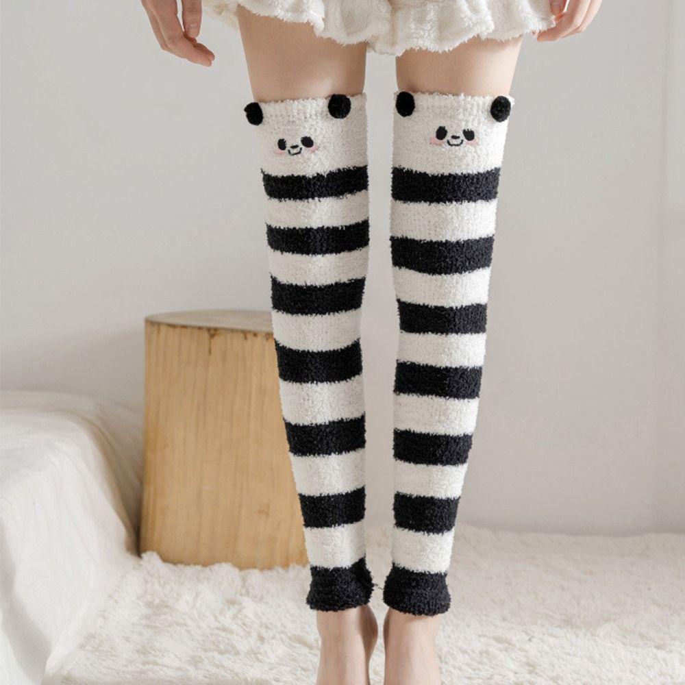 FALLFORBEAUTY Đệm Nhung San Hô Dày Dặn Giữ Ấm Chân Thoải Mái Họa Tiết Hoạt Hình Cho Nữ