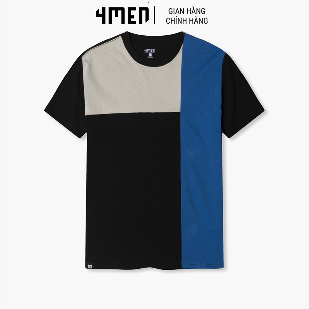 Áo Thun Nam Regular Geometric 4MEN AT110 cổ tròn tay ngắn, phối màu tinh tế, trẻ trung, vải cotton thoáng mát, mềm mại