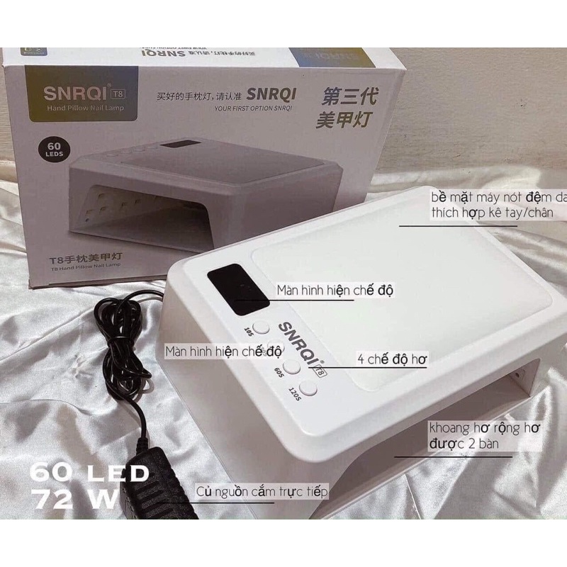Máy Hơ T8 72W, 60 Bóng Đèn, Khoang Rộng Hơ 2 Tay SNRQI UV LED