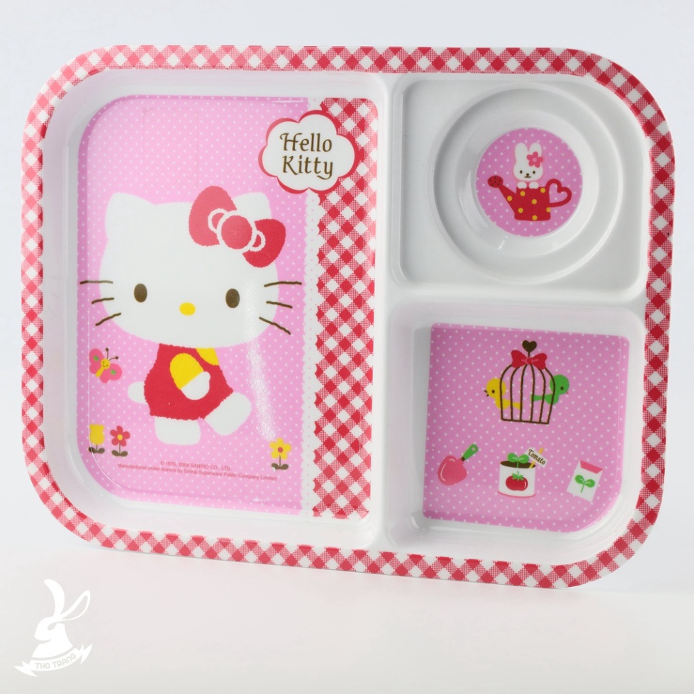 Bộ chén dĩa ăn dặm trẻ em hoa văn Hello Kitty Pink cao cấp thương hiệu Superware