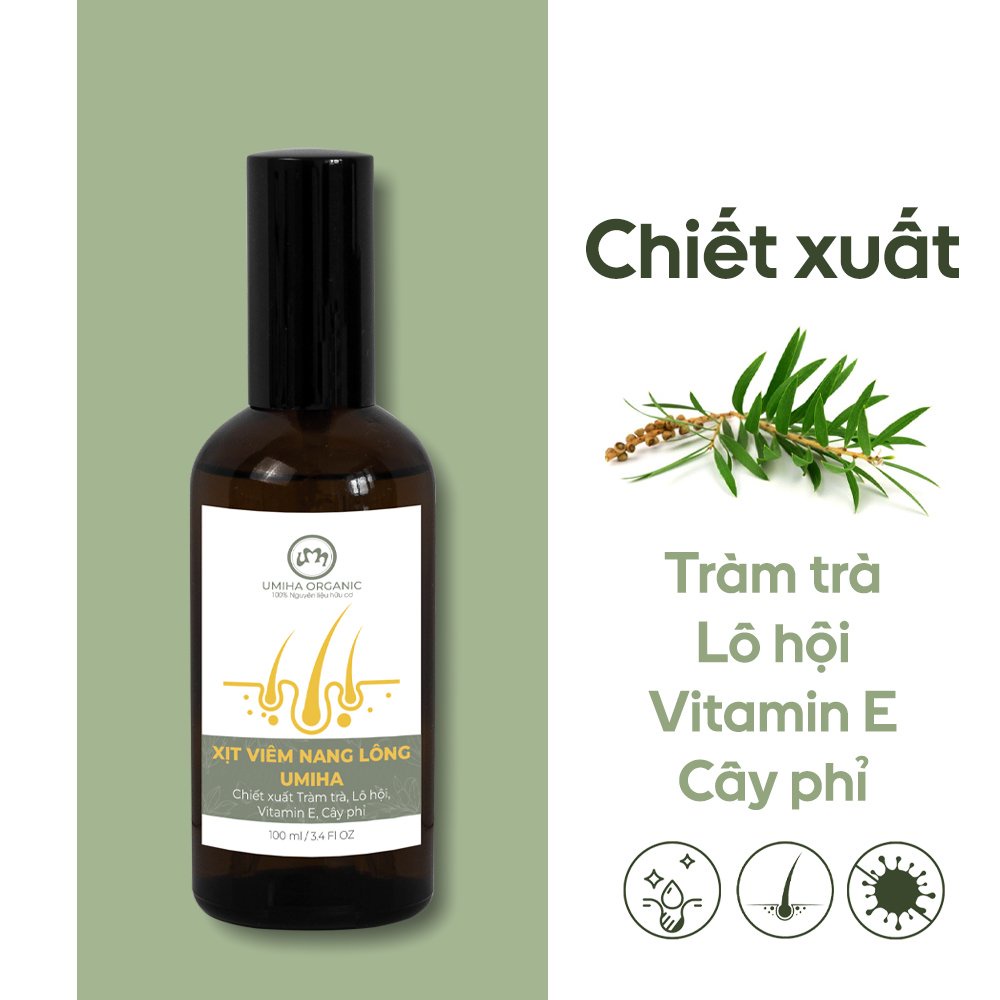 Xịt nang lông ngừa mụn, mờ thâm giúp trắng da UMIHA thành phần tự nhiên không gây kích ứng 50ml