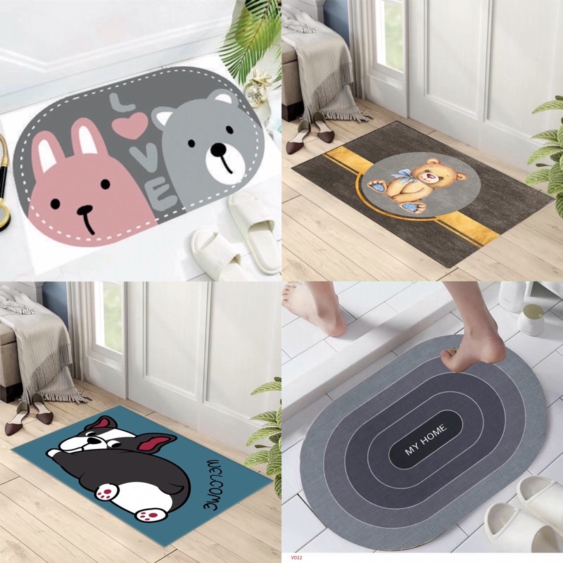 Thảm Lau Chân 3D Siêu Thấm Cực Đẹp, Chống Trơn Trượt Cho Phòng Tắm, Phòng Bếp, Phòng Khách 40x60cm