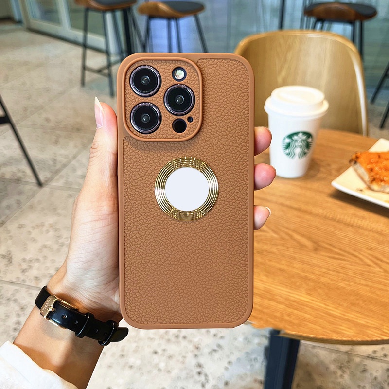 Ốp Điện Thoại Da Viền Silicon Dẻo Thiết Kế Đơn Giản Sang Trọng Chống Sốc / Rơi Cho iPhone 14 13 12 11 Pro Max