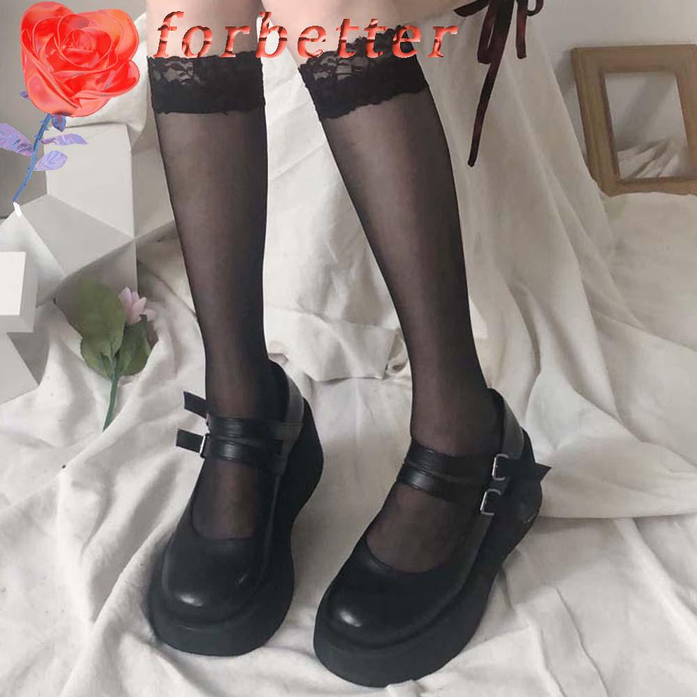 Vớ Nylon Dài Mỏng Co Giãn Phối Ren Nhiều Màu Thời Trang Quyến Rũ Cho Nữ